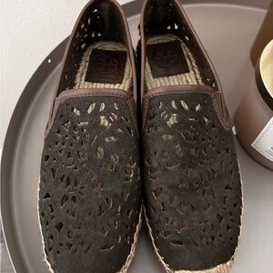 Tory Burch Dark Brown Cutout Espadrilles
